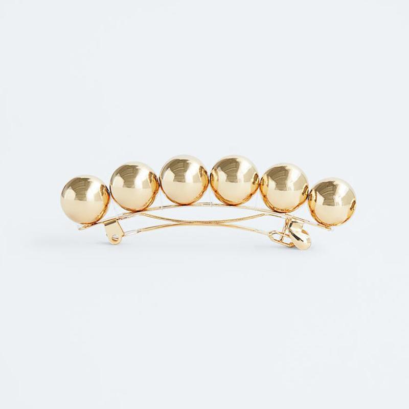 

Hair Clips & Barrettes Hairwear Trendy Simple Female Gold Color Round Ball Beaded Hairpins For Women Party Jewelry Accessories, Golden;silver