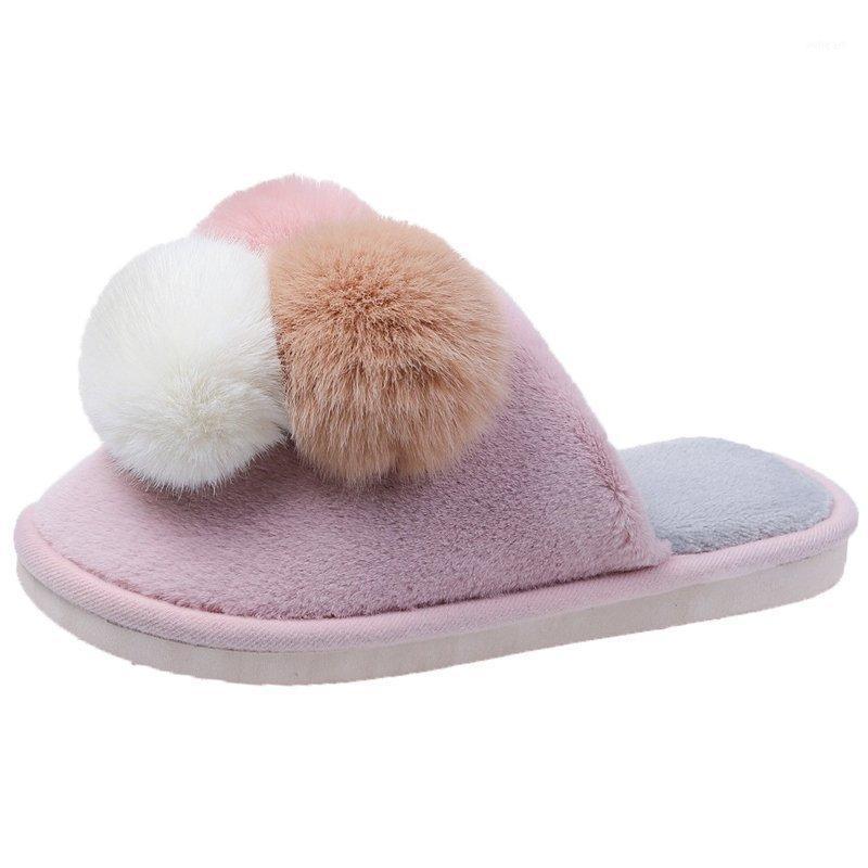 

EMMA YHBL Women Slippers Shoes Slides Plush Slippers Home Women Indoor Home Cute Plush slipper Winter Warm Faux Fur1, Black