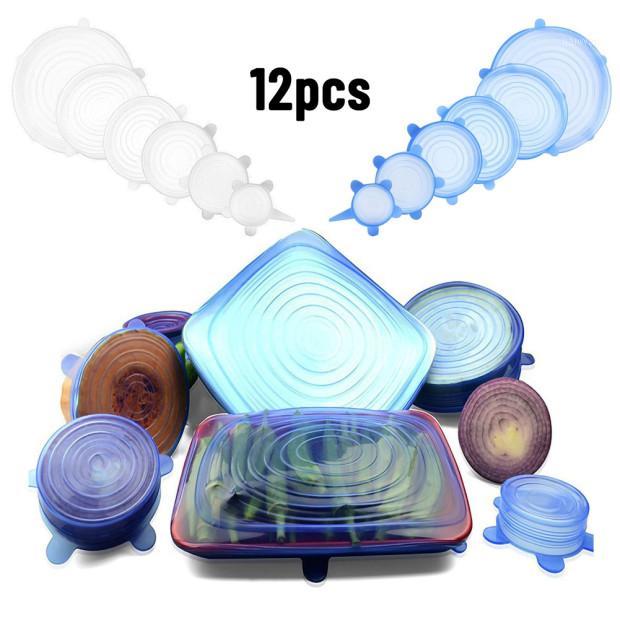 

12pcs Silicone Stretch Lids Reusable Airtight Wrap Covers Keep Fresh Sealing Bowl Elastic Wrap Cover Kitchen Cookware1