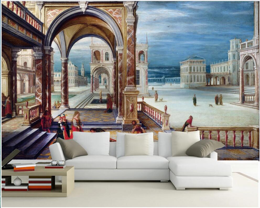 

3d wallpaper custom photo mural European architecture palace and castle background home decor 3d wall murals wallpaper in the living room, Non-woven wallpaper