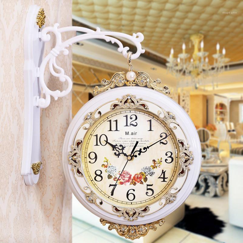 

Double-sided Wall Clock Clock Relogio de parede Duvar Saati Creative Quartz Living room bedroom wall clocks shabby chic1