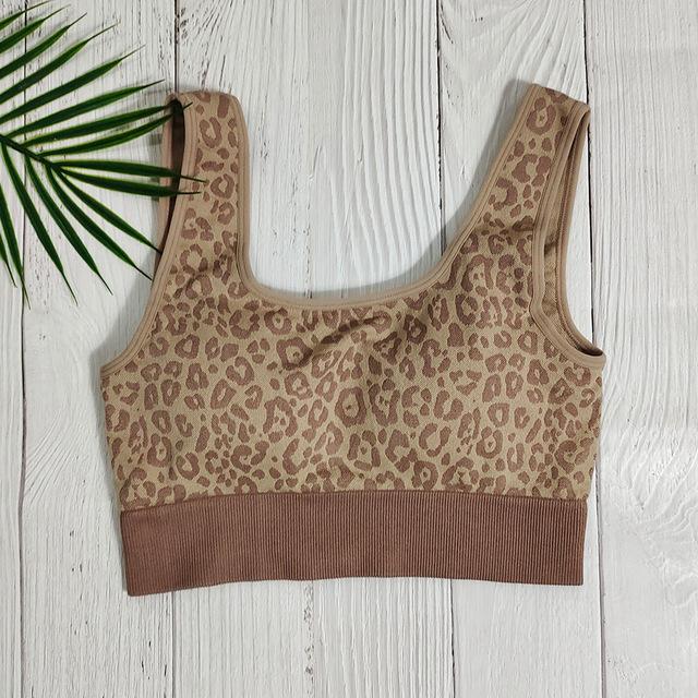 

Leopard Print Women Sports Bra Fitness Top Seamless Yoga Sports Top with Sleeves Woman Gym Workout Sport Bra Clothes Underwear, Red sports bra
