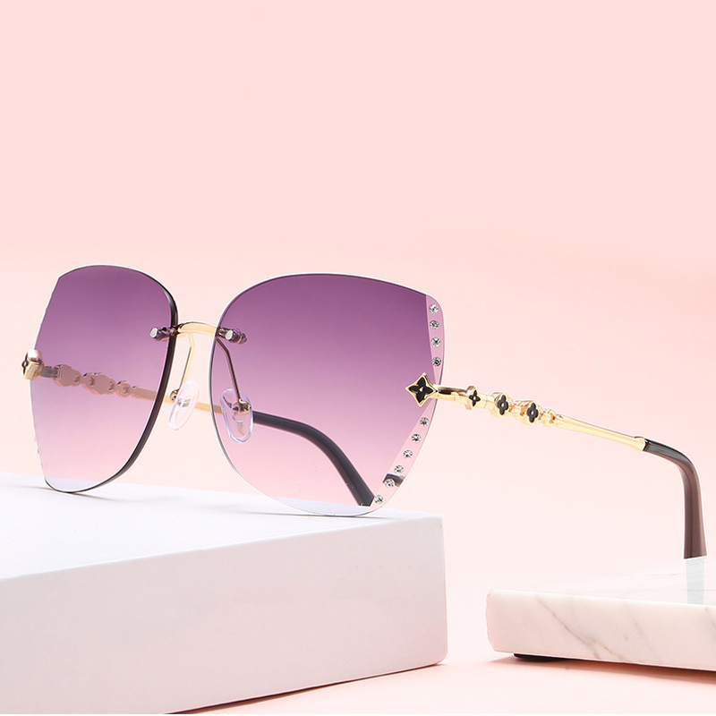 

ZUCZUG Trend Rimless Oversized Sunglasses Women Diamond Setting Gradient Lens Sun Glasses Female Goggle Shade