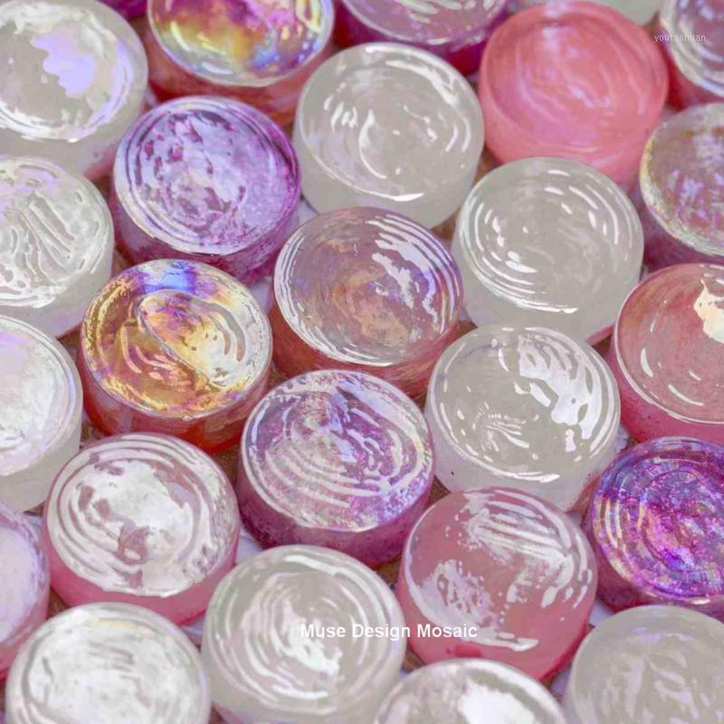 

Romantic Pink Iridescent Glazed Glass Mosaic Tiles for Showroom Bar Wall Tile Floor Tile Home improvment1, Md-ggr02