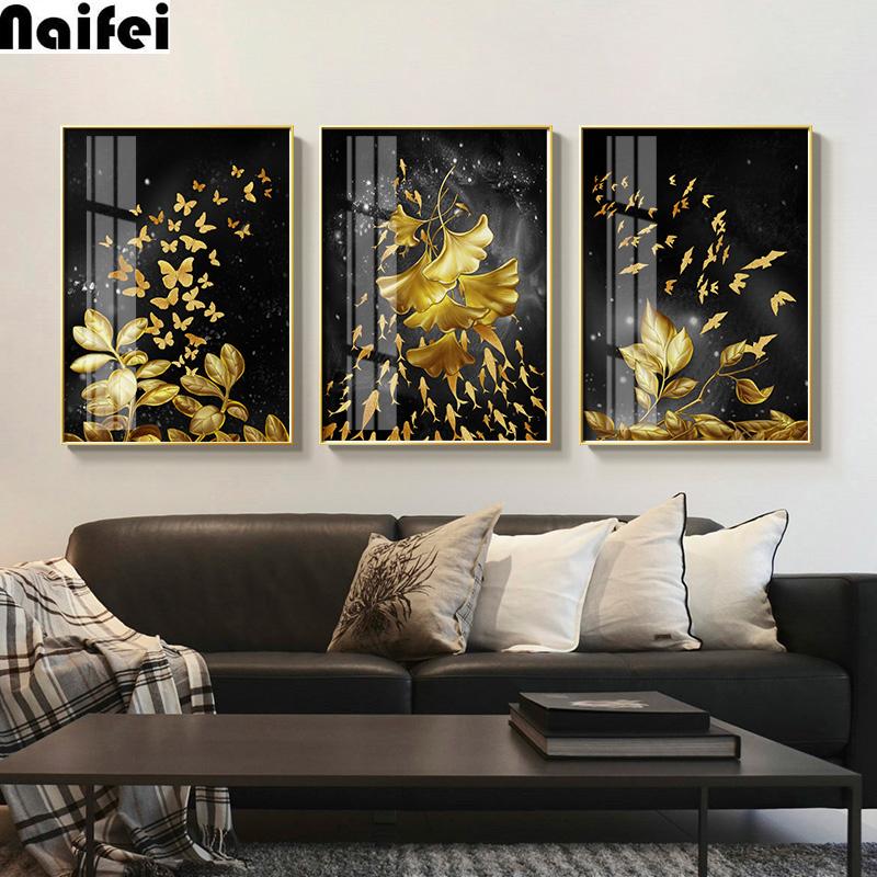 

3 pcs Abstract Gold Butterfly Diamond Painting Modern diy cross stitch diamond embroidery mosaic painting Living Room Decor