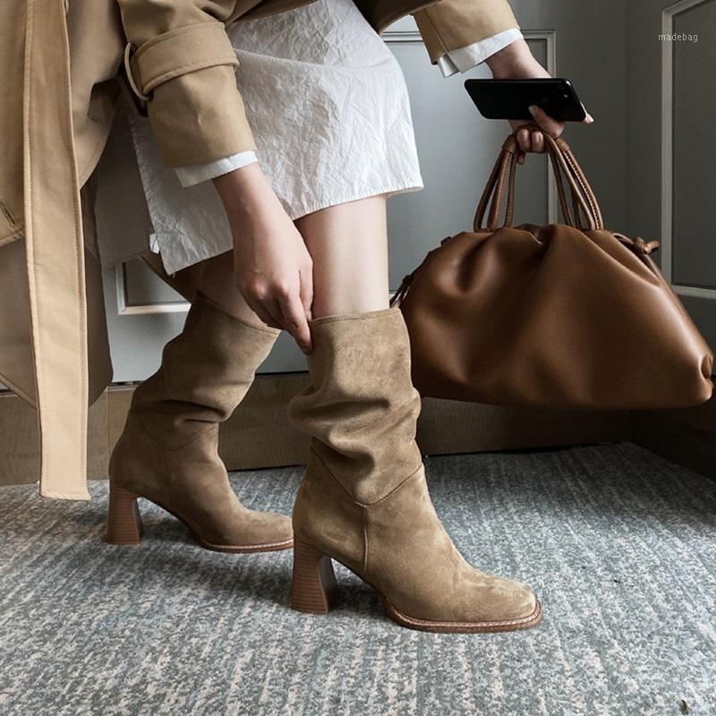 

New brand autumn winter women's ankle boots high heels casual shoes black apricot woman dress warm cozy short boots office shoes1