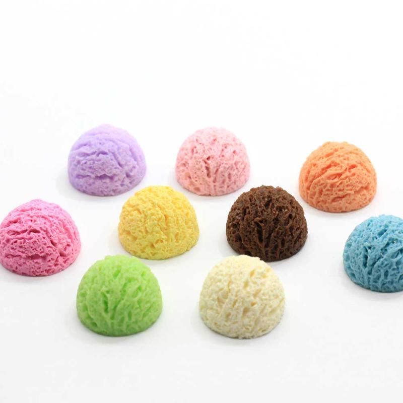 

10/100pcs Colorful Ice Cream Ball Shape Resin Cabochon 19mm 24mm Kawaii Embellishments Scrapbooking Girls Hair Bow Center