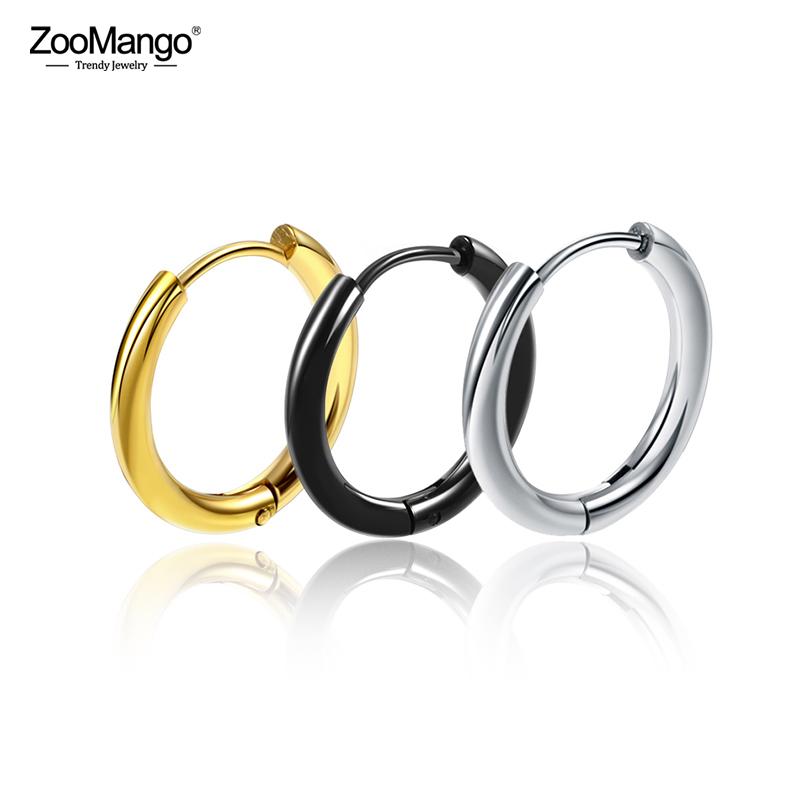 

ZooMango Trendy Earrings 2.5mm Wide Round Earrings Stainless Steel 3 Colors Circle Hoop Jewelry For Women Gifts ZE18111