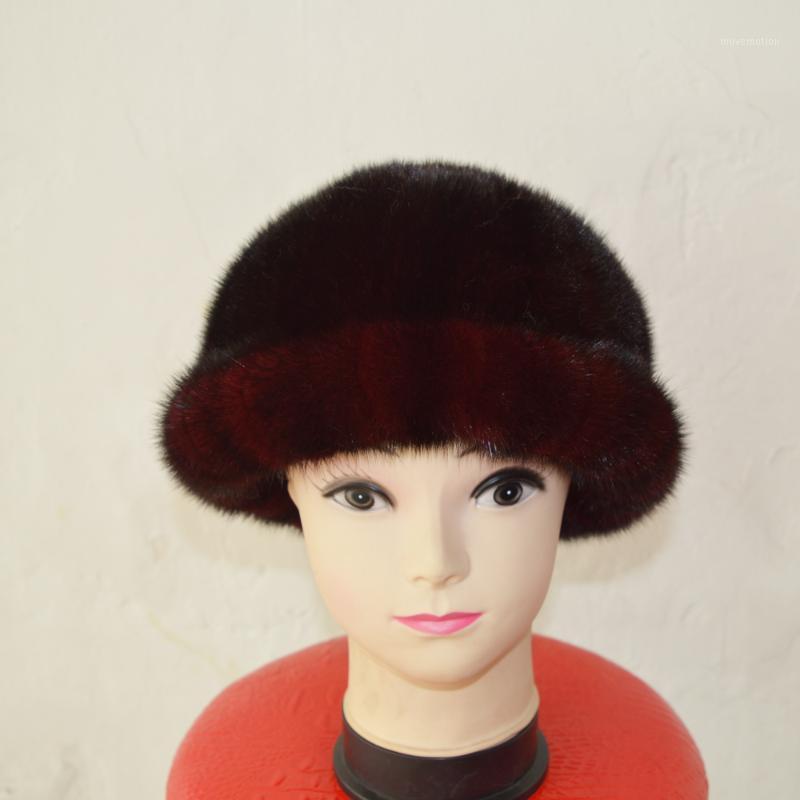 

Free Shipping Made in China AU927 Russian Winter Hat Women Top Real Fur Cap Brown Color Hats for Girls 20201