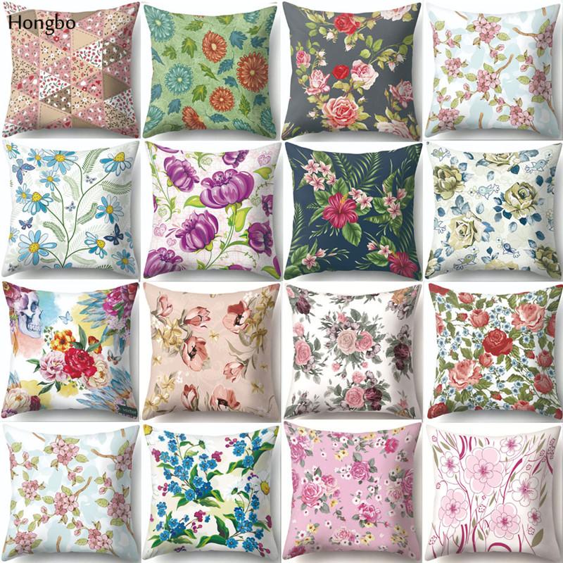 

Hongbo Flower Leaves Cushion Cover Sofa Flowers Pillow Cover Throw Pillows Home Decor Decorative Chair Pillow Case, 28