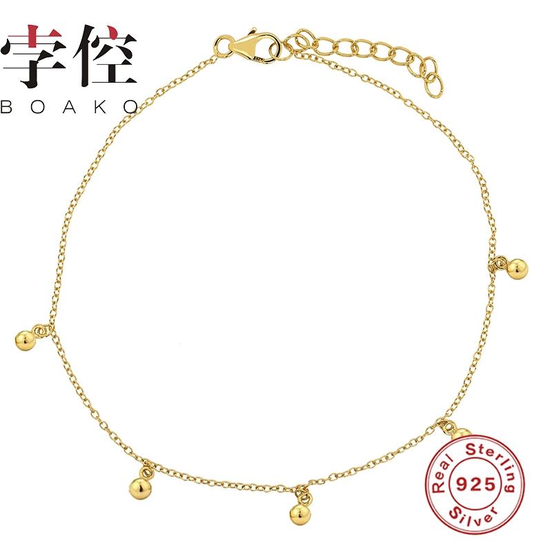 

Anklets BOAKO Simple Anklet With Small Beads Charm 925 Sterling Silver Bracelet For Women Jewelry Cheville