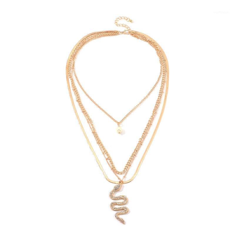 

Snake Pearl Pendant Necklace For Women Jewelry Collares Friends Chains Novel Girl Neck Accessories Aesthetics Suspension XL101301