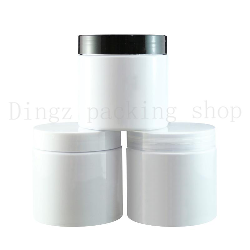 

20pcs 200G white PET Jar For Cosmetic Container 200cc PET Skin Care Bottle With pink black white gold Aluminum lid