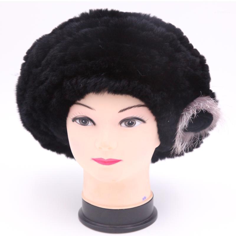 

2020 Hot Fashion Excellent Rex Fur Hat Genuine Women Winter Cap High Quality Beret Hat1, White