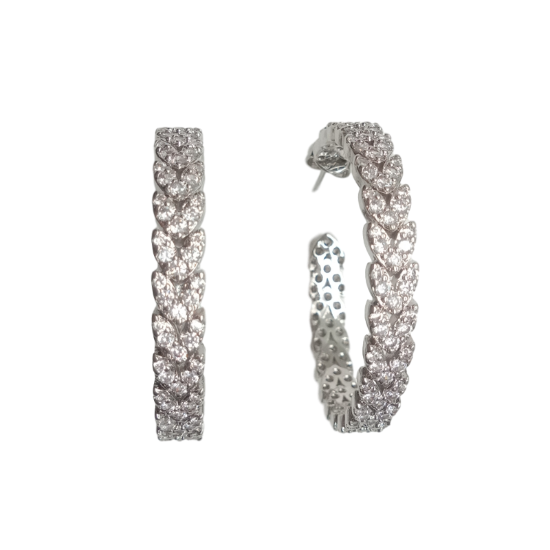 

leaf Hoop Earrings Full Cubic Zirconia micro pave Earrings Women Accessories