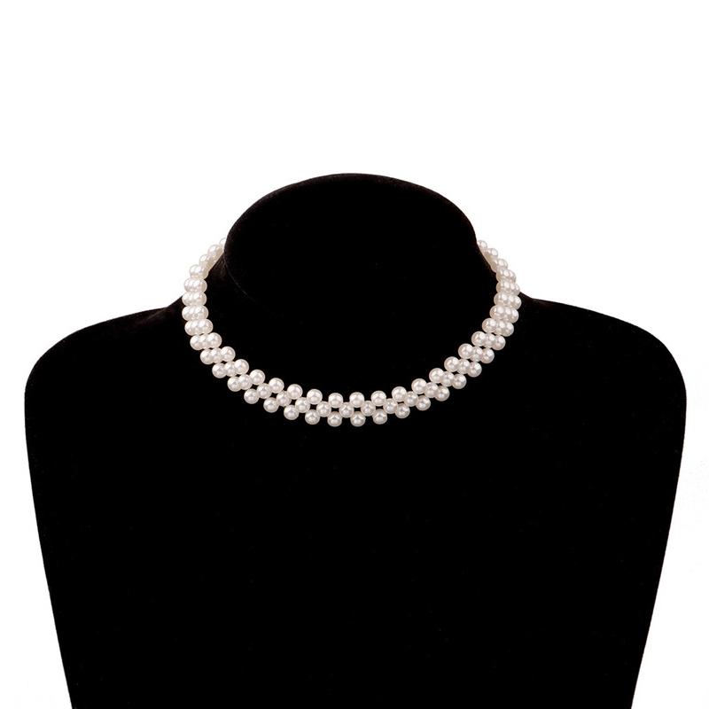 

Bohemian Multi Layer Simulated Round Pearl Choker Necklace Collar Statement Clavicle Chain Necklace Women Wedding Jewelry
