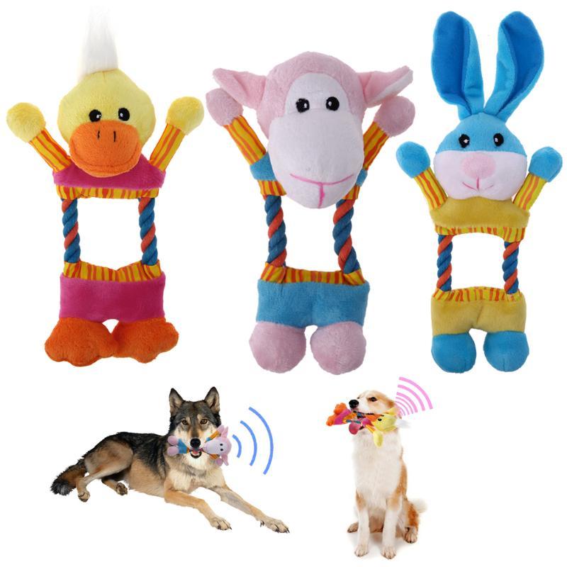

Interactive Plush Dog Toys for Small Large Dog Puppy Animal Shape Chew Sound Squeaker Toy Puppy Cat Playing Fun Pet Products