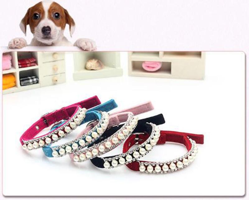 

60pcs/lot Hot Sale Personalized Rhinestone Dog Collar,crystal Pearl Necklace Cats Pet Handmade Jeweled Bling Collars