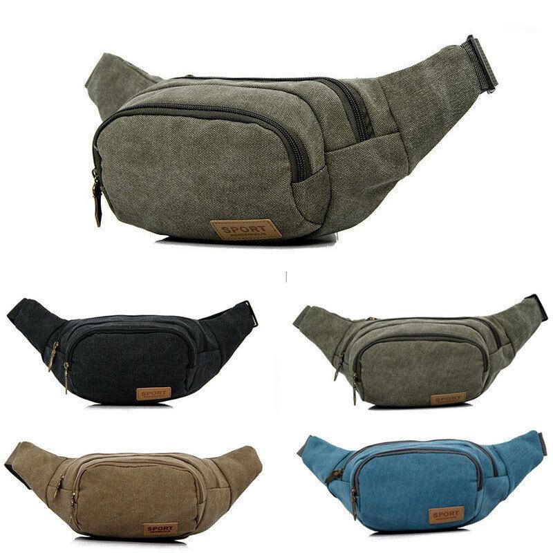 

Newest Waist Fanny Pack Men Canvas Woolen Belt Zipper Waist Bag Travel Wallet Beach Men Casual Packs1, Black