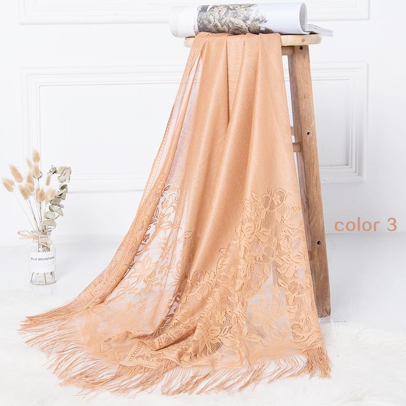 

Women scarf hijab Lace flower tassel wrap printe solid color shawls headband muslim hijabs scarves/scarf Comfortable Hot Sale