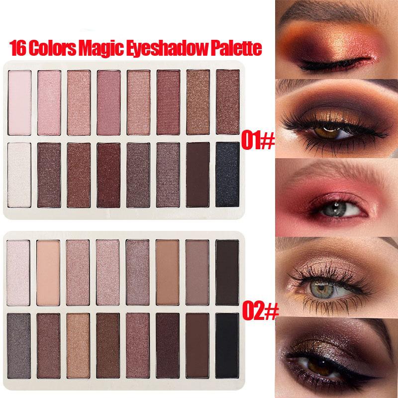 

16 Colors Eyeshadow Palette Pro Smokey Long-Lasting Waterproof Pigment Matte Shimmer Neutral Eye Shadow Makeup Kit 24g/Set, 02