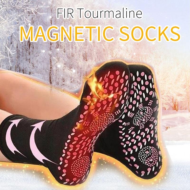 

New Winter Magnetic Therapy Massage Socks Tourmaline Self-Heating Health Care Breathable Massager Winter Warm Foot Care Socks, Black