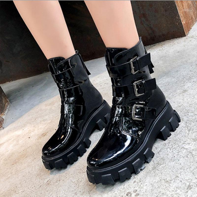 

Women's boots snow boots women's motorcycle black leather casual shoes1