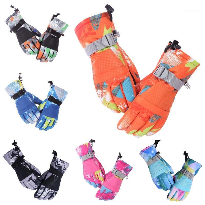 

Kids Children Winter Warm Mountain Snowboard Touch Screen Ski Gloves Waterproof Full Finger Mittens for Outdoor Sports1, Xs black