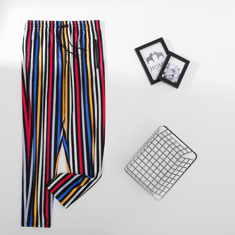 

2020 Striped Jogging New Printed Down Fashion Pantalones Hombre Hip Hop Pants Men's Pocket Clothes, Sky blue