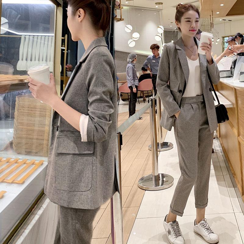 

Fashion Solid Color Women Blazer Suits Long Sleeve Double Breasted Pockets Blazer Pants Set Office Ladies Two Piece Sets, Black