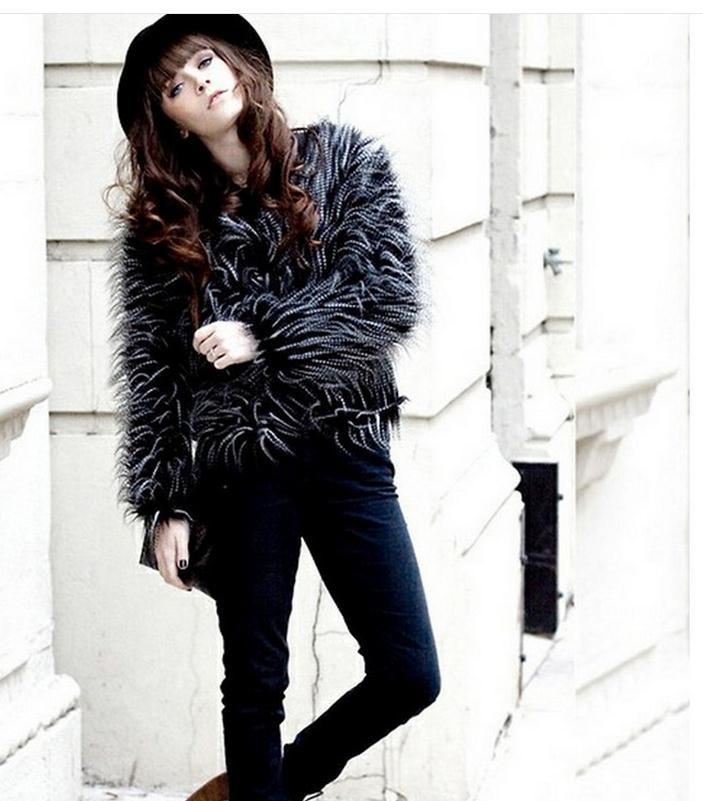 

9xl Women Imitation Peacock Hair Jacket Large Size Casual Man-Made Fur Jacket Winter Autumn Female Fur Coats Casaco De Pele Cj53, As the picture