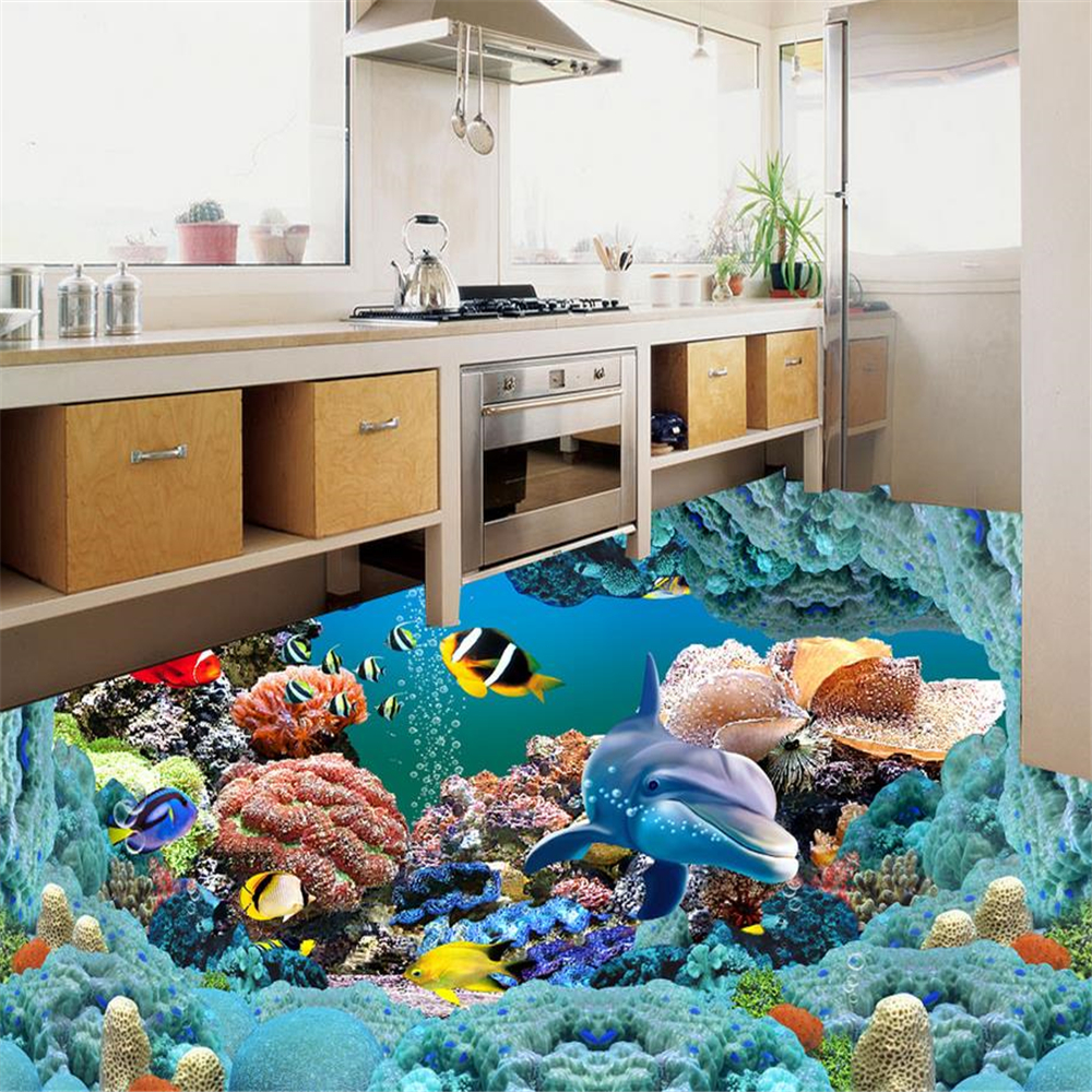 

floor wallpaper 3d for bathrooms blue ocean dolphin floors 3d bathroom wallpaper waterproof