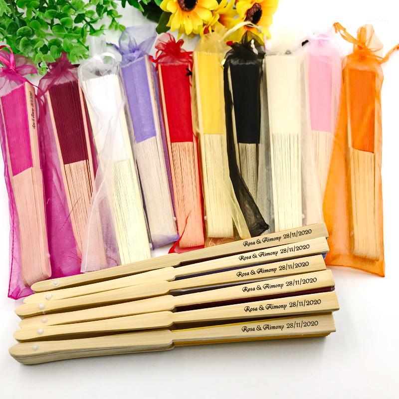 

45PCS Wedding Fan Favors Custom Printing Bride&Groom's Name and Date Portable Hand Gift Fan in Yarn Bag Party Supplies1