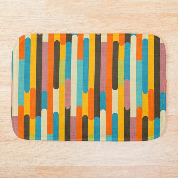 

Retro Color Block Popsicle Sticks Orange Bath Mat Bathroom Bath Mat Set Mirrofiber Cartoon Rug Set