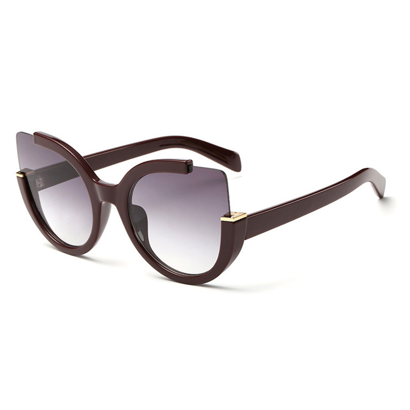 

Sunglasses Women Cat Eye ,Female Vintage Semi-Rimless Coating Flash Mirror Sunglass Female Sun Glasses S1519