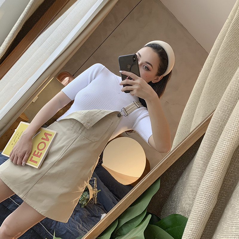 

2021 Spring Summer New Girl of Vintage Beige Light Strapless Dress D0C9, Apricot