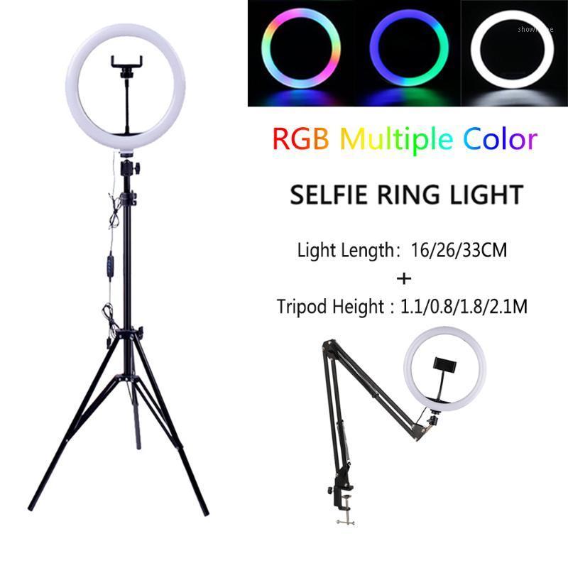 

Flash Heads Dimmable LED Ring Light With Tripod USB Lamp Pography Selfie Ringlight1