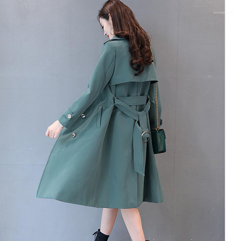 

Windbreaker size 6XL Women Plus 2020 Boutique Fashion Spring Coats Slim Long Autumn Trench Coat Solid color Women Outerwear WA991, Black