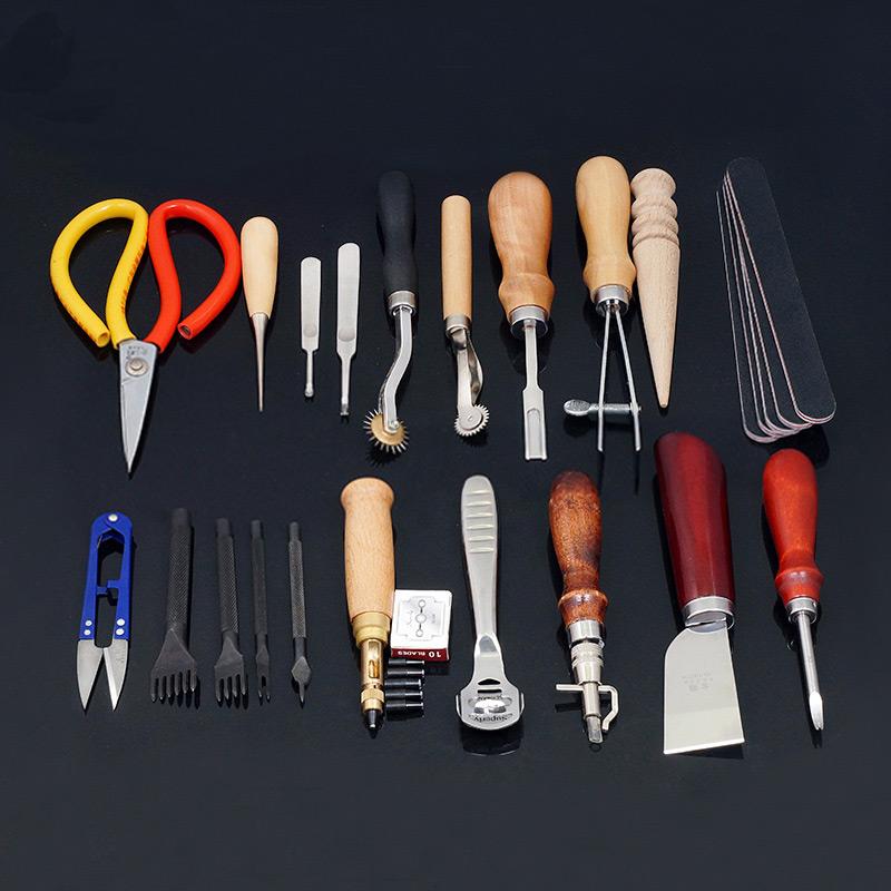 

Diy Leather Craft Tools Hand Sewing Stitching Carving Work Saddle Groove Scissors Carving Wax Line Group Leather Craft Tool Set