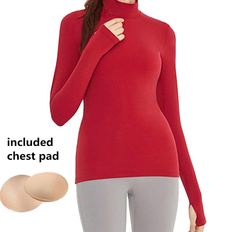 

MyZyQg Women Yoga Shirts with Chest Pad Long Sleeve Running T-shirts Sports Tops Training Shirt Gym Fitness Workout Sportswear, Beige