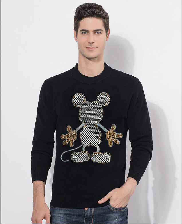 

New Fashion Brand Sweater 2021 Black Striped Winter Autumn Hip Hop Style Casual Men's Diamond Stone Punk Streetwear Clothes Oz4s, As picture shown