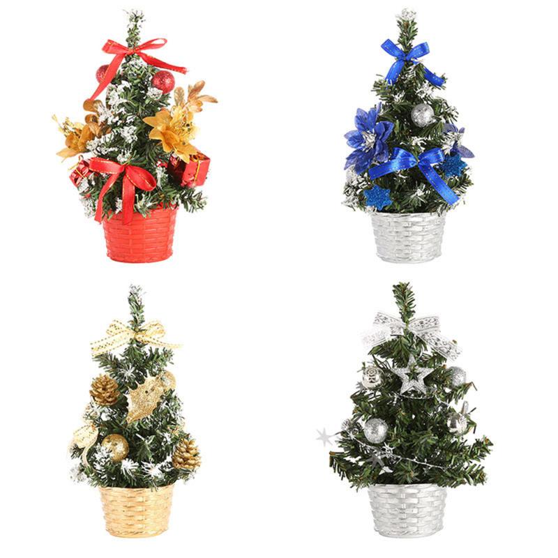 

1 Pcs Artificial Mini Christmas Tree Sisal Silk Cedar Decoration Small Christmas Tree Gold Silver Blue Green White 20CM