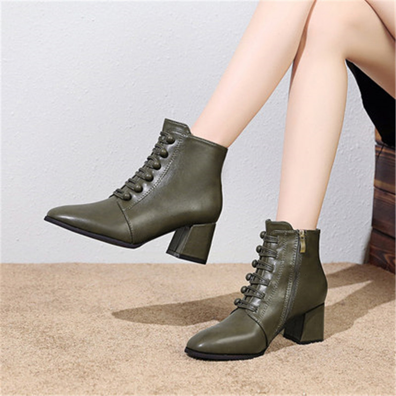 

Spring 2021 New High Heels Short Women's Boots 84RW, Green.