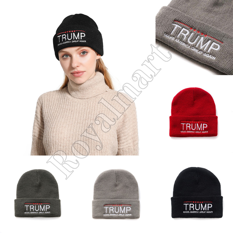

Trump Beanie Hats Winter Warm Embroidery Hat Unisex Knitted Cap