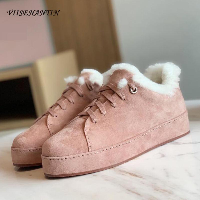 

Warm Wool Women Ankle Boots Sneakers Lace Up Flat Lazy Loafer Shoe Pure Color Round Toe Designer Hot Selling New Shoes Amazing, High top