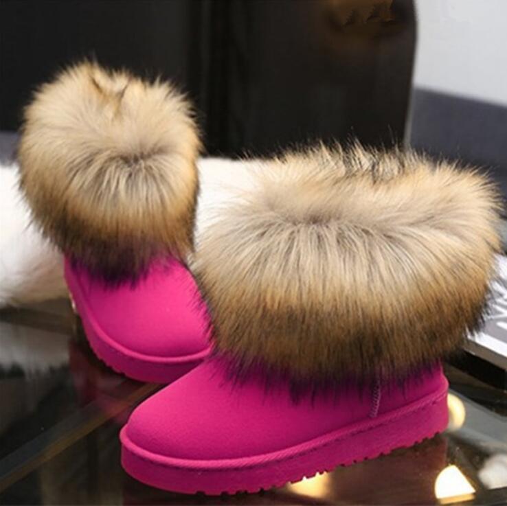 

2020 Winter Warm Women Fur Snow Shoes Flats Ankle Snow Boots Women Waterproof non-slip Casual Ladies Boots Botas Mujer, Black