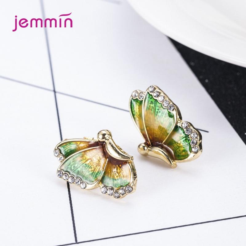 

Big Sale Genuine 925 Sterling Silver Stud Earrings Butterfly Shape Korean Earrings For Women Gorgeous Female Jewelry Gift
