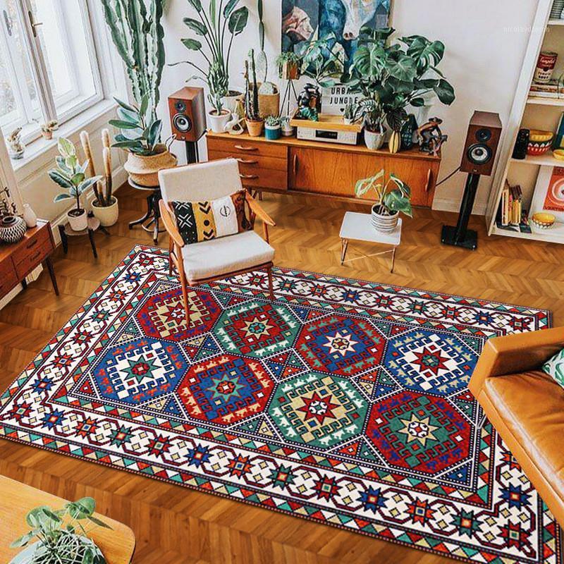 

Bohemia Retro Carpets Geometry Persian Printed Rugs Non-Slip Washable Carpet for Living Room Bedroom Bedroom Mat 100x120cm tapis1, Boxy-2