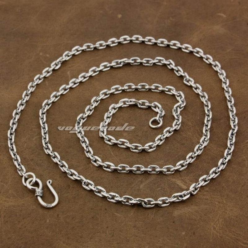 

LINSION 4mm Square link Chain 925 Sterling Silver Pendant Matching Necklace 8L010 Length 18 to 36 Inches Available