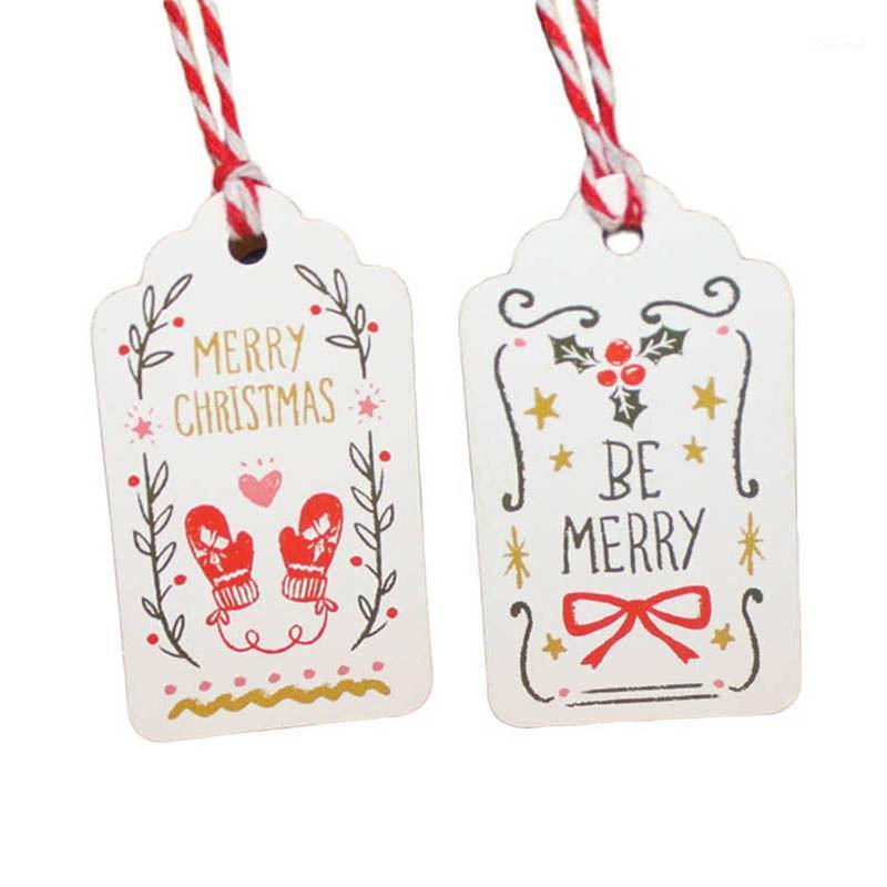 

Hot 50Pcs Paper Tags With String DIY Craft Party Supplies Favor New Year Christmas Decoration Hanging Ornaments Home Decor1